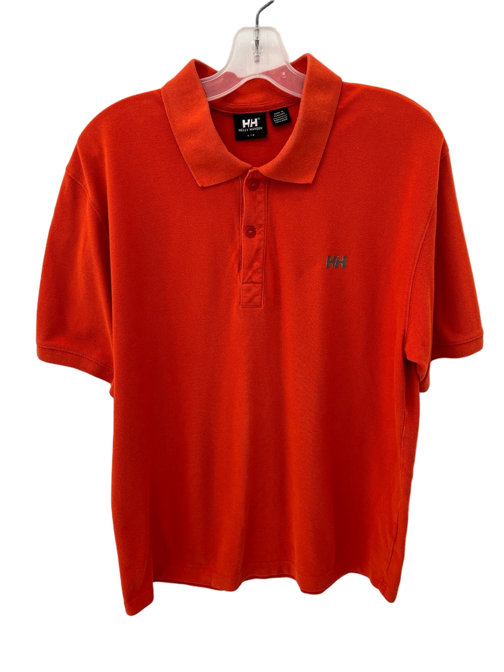 Helly Hansen Men's Orange Polo Shirt Large 100% Cotton HH Golf Sailing Gorpcore